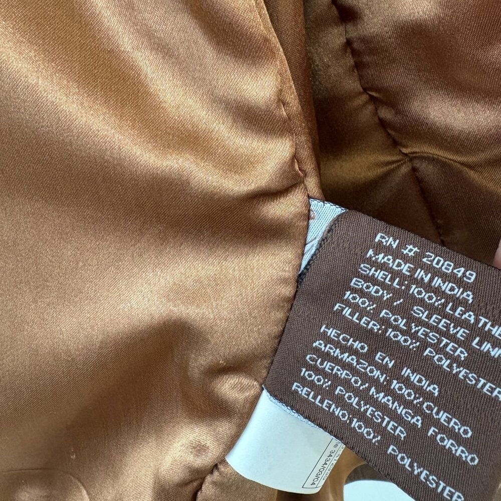 Men's Tan Leather Zip-Front Jacket - Picture 10 of 14